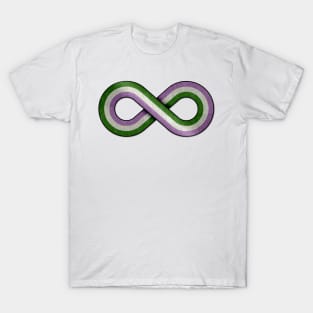 Large Infinity Symbol Striped with Genderqueer Pride Flag T-Shirt